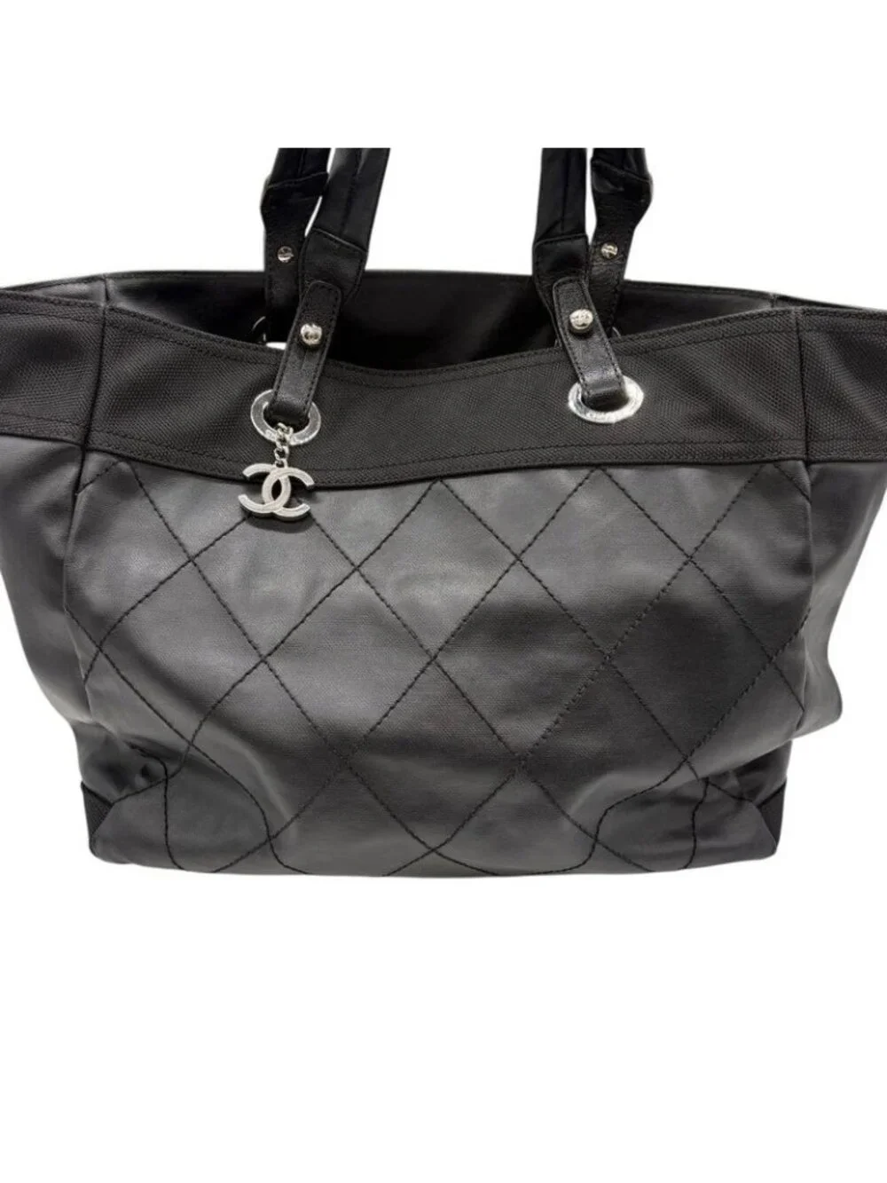 Chanel Tote Paris Biarritz MM Black Silver 3421 - Picture 2 of 15